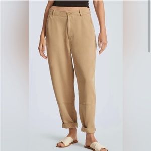 Everlane tencel chino khaki relaxed high rise pants 00 xs